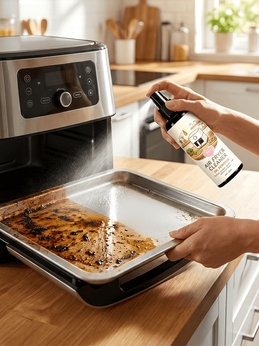 2-i-1 Airfryer Rensespray & Affedter + Gratis Mikrofiberklud