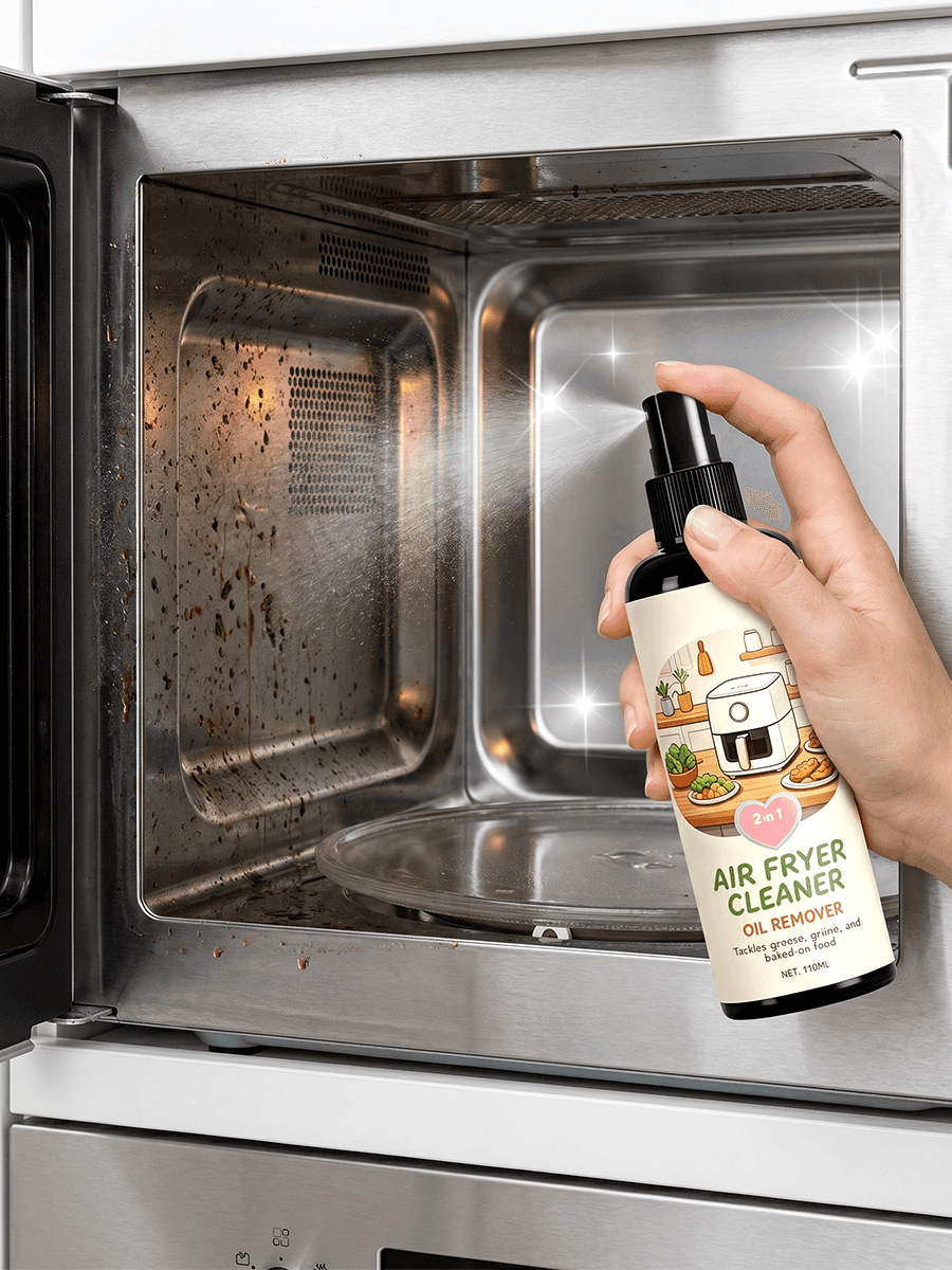 2-i-1 Airfryer Rensespray & Affedter + Gratis Mikrofiberklud