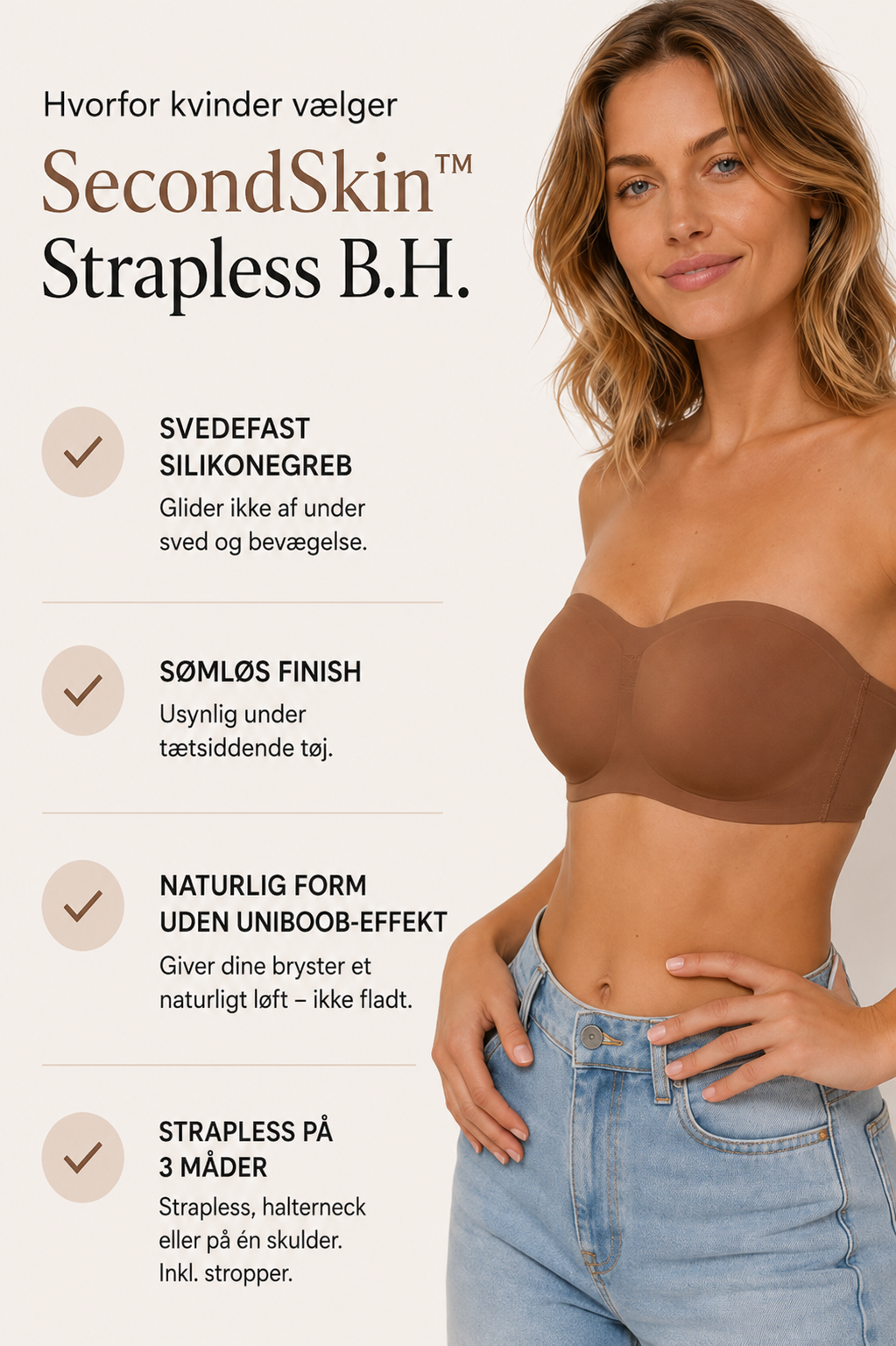 SecondSkin Strapless BH – Sømløs & Skridsikker