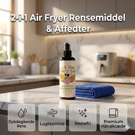 2-i-1 Airfryer Rensespray & Affedter + Gratis Mikrofiberklud