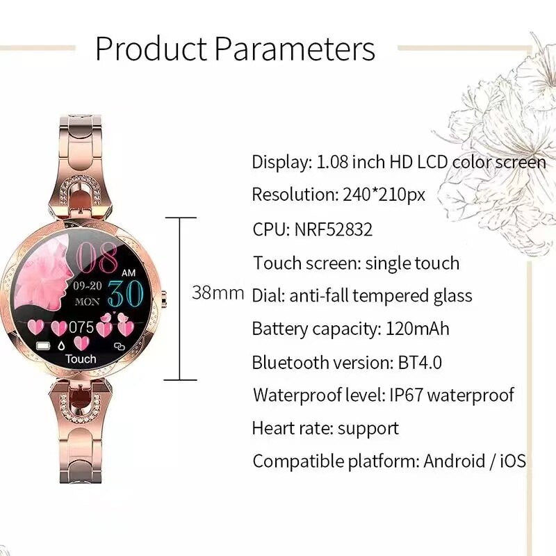 Kvinders Vandtæt Fitnessur Smartwatch