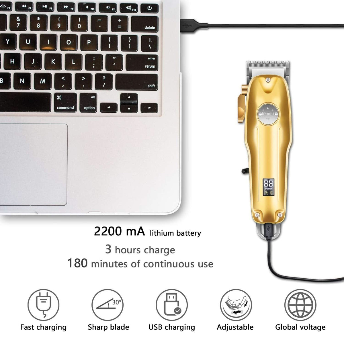 Professionel 3-i-1 Hårtrimmer og Barbermaskine