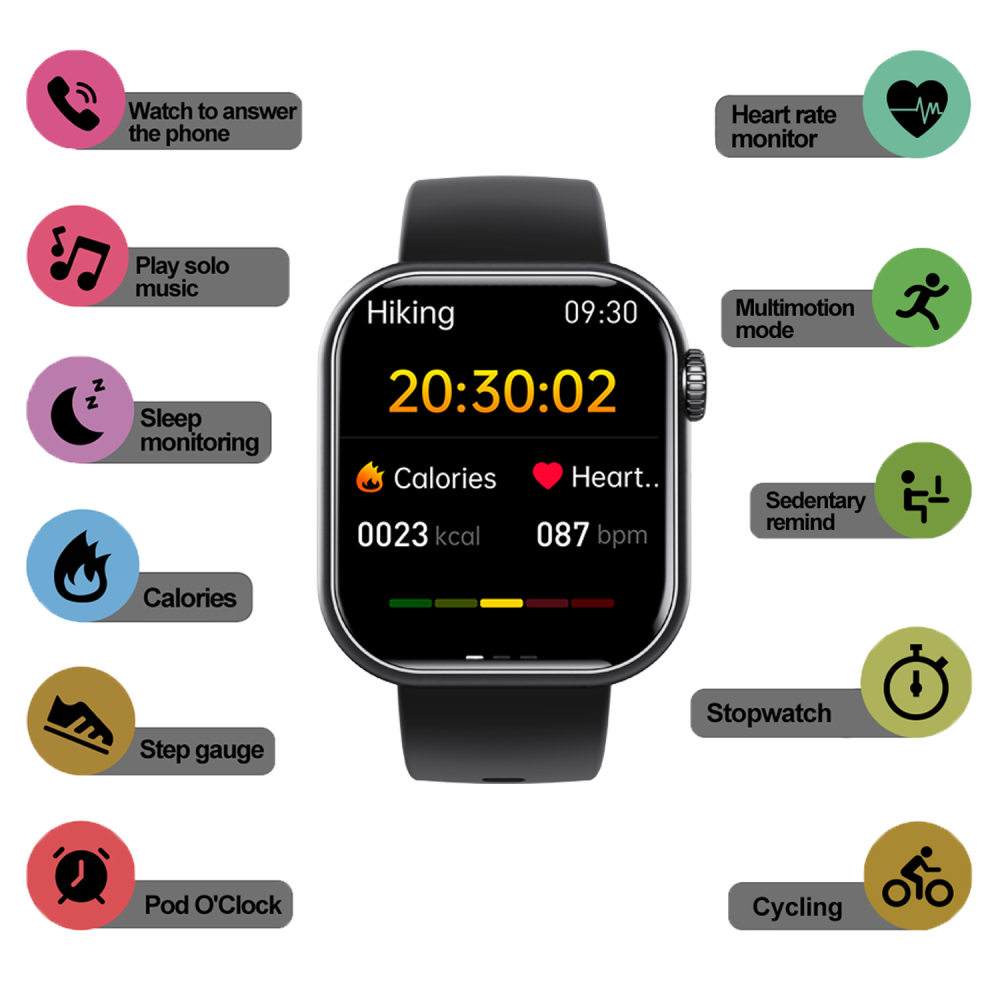 Smartwatch med Fitness Tracker og Sundhedsovervågning