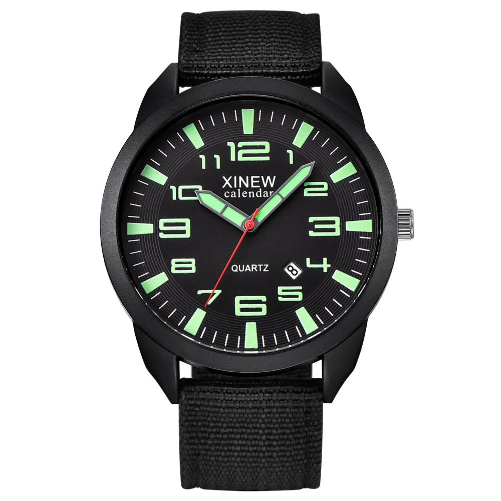 Unisex Quartz Ur med Lysende Skive og Kalenderfunktion