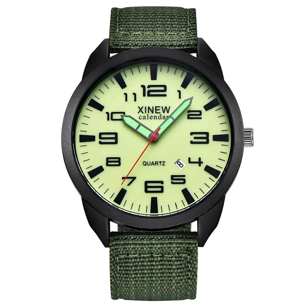 Unisex Quartz Ur med Lysende Skive og Kalenderfunktion
