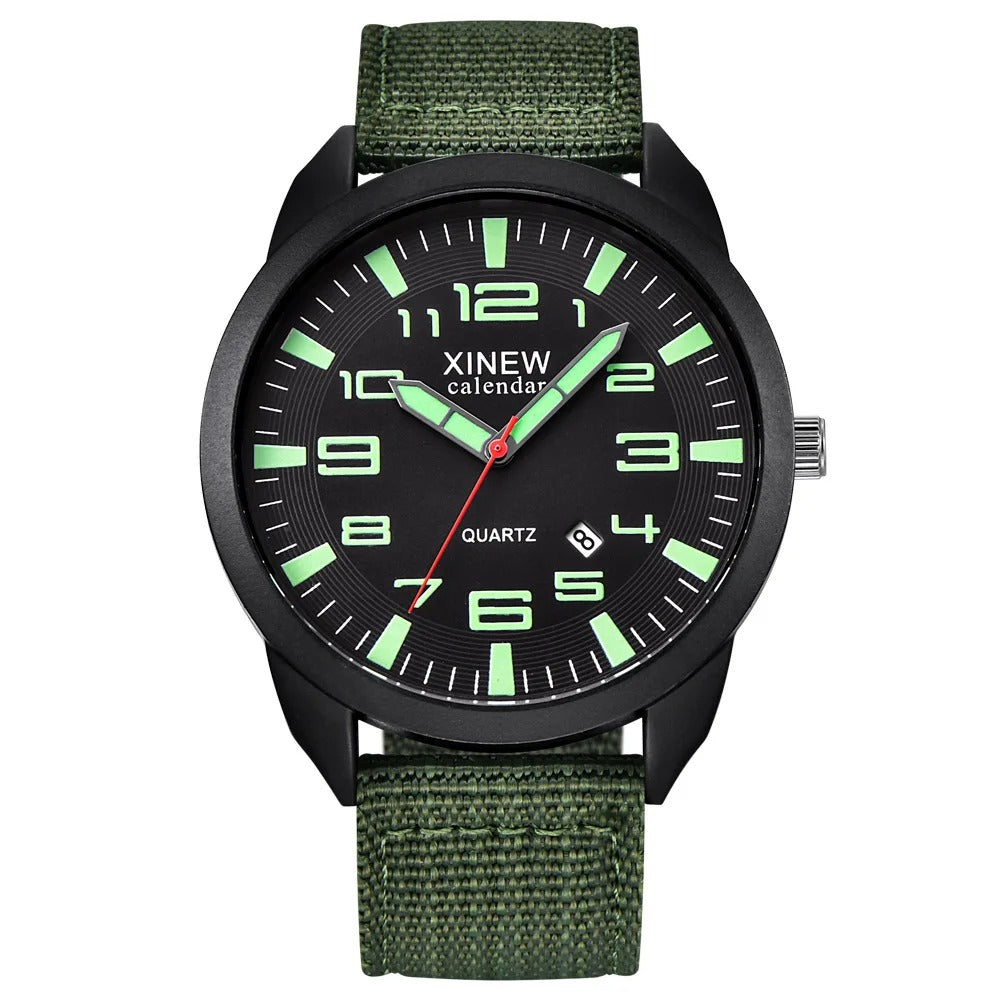 Unisex Quartz Ur med Lysende Skive og Kalenderfunktion