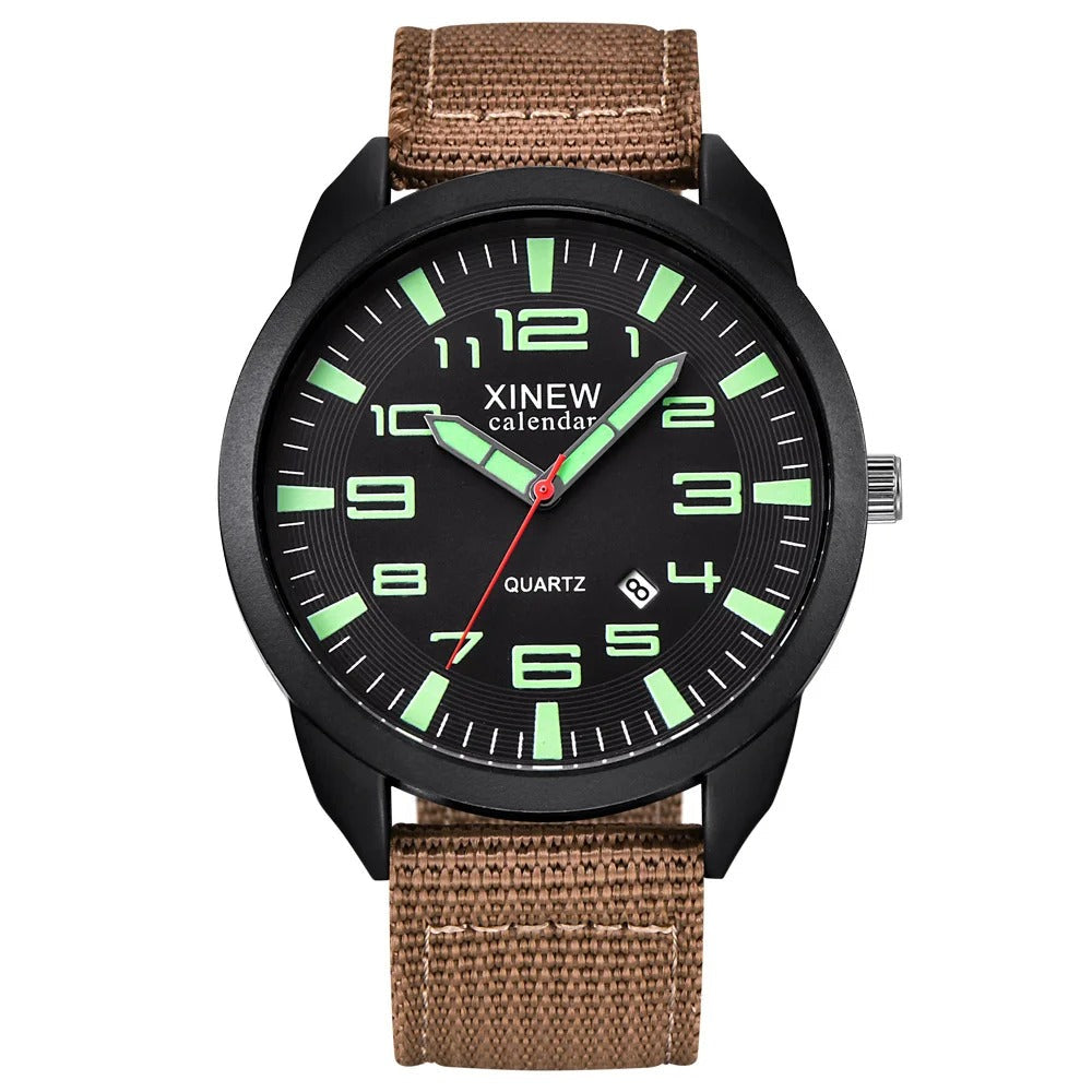Unisex Quartz Ur med Lysende Skive og Kalenderfunktion