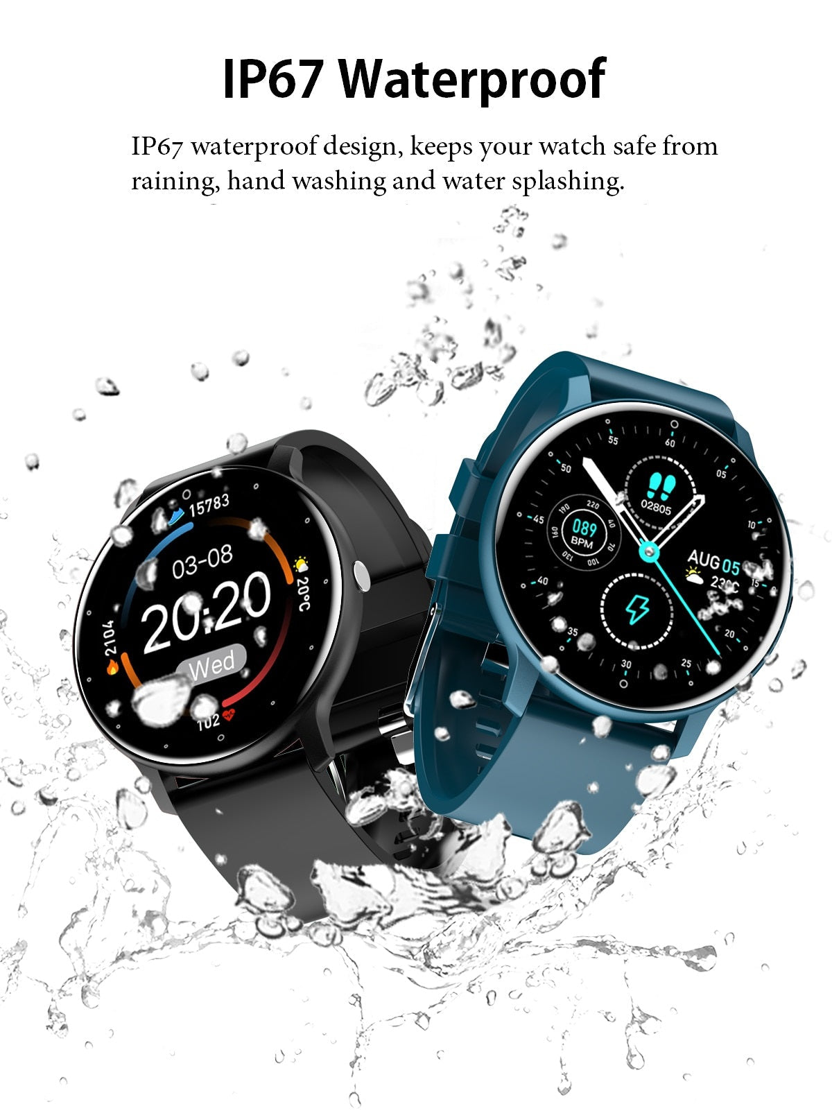Unisex Smartwatch Slankt Design med Sundhedsovervågning og Vandtæt IP67