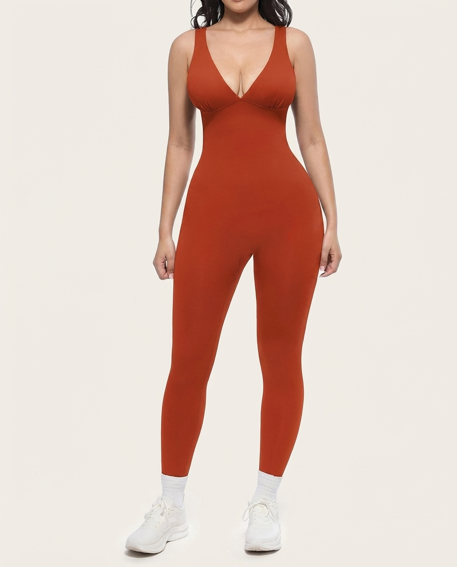 Velvyna V-Neck Jumpsuit – Figurflatterende